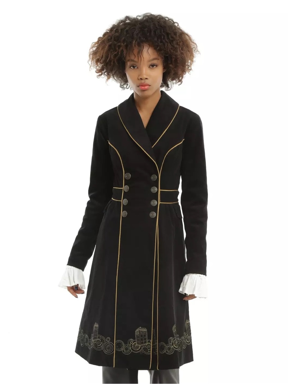 Hot Topic BBC Dr Who Embroidered Tardis Corduroy Trench Coat Cosplay Women’s M